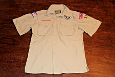 Boy Scouts of America BSA Youth Shirt Tan Large Vented Poly Microfiber Spot