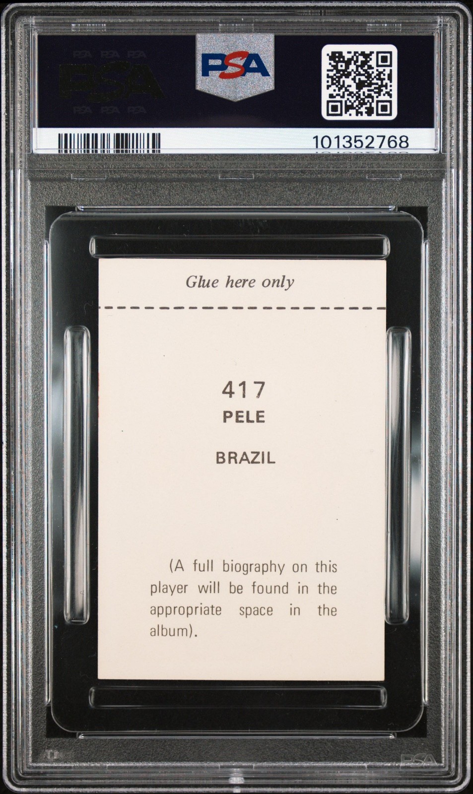 1970 Fks Publishers Gala Collection Sticker Pele GOAT #417 PSA 4 BB2 view 2