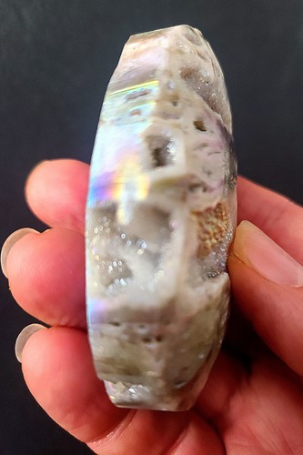 Large 2.7" 91g Flashy Druzy Geode Aura Sphalerite Crystal Palm Stone - Picture 2 of 23