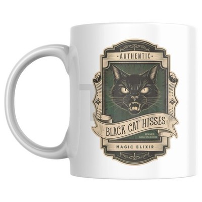 11oz Mug Apothecary Gothic Halloween Vintage Black Cat Hisses Magic Elixir Gifts
