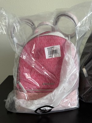 NEW SEALED Michael Kors Rhea Medium Pink-Block Signature Logo Backpack Authentic