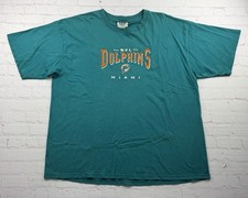VTG Miami Dolphins Logo Athletic Embroidered T Shirt 2XL NFL Football 90s USA