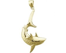 14K Gold Tiger Shark Pendant