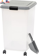 Airtight Dog Food Storage Container with Scoop and Wheels, 69 QT, Gray