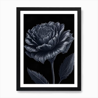 Eine Nelke in schwarz weißer Linie Kunst gerahmtes Wandbild Poster Leinwanddruck Bild
