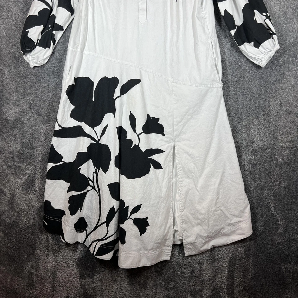 Maeve Dress Womens Large Black White Floral Shirt Dress Midi Jo Faulkner - Image 3 of 4