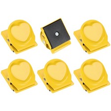 6Pcs Heart Fridge Magnets Clips, Yellow