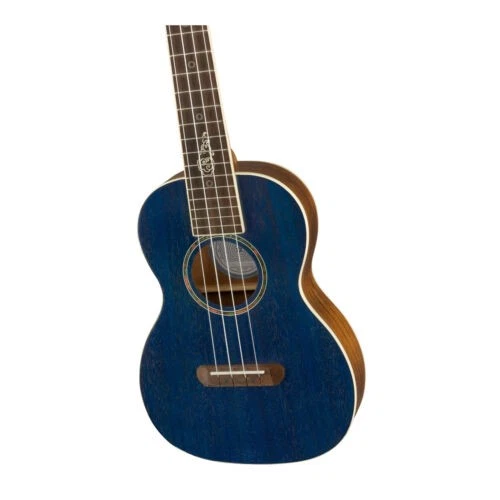 Ukelele de 4 cuerdas Fender Dhani Harrison Signature azul zafiro transparente Foto 4 de 4