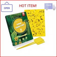 Gideal 20-Pack Dual-Sided Yellow Sticky Traps for Flying Plant Insect Such as Fu