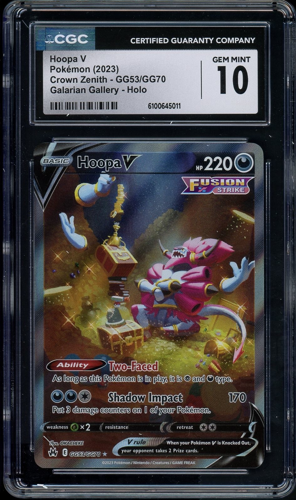 Pokemon Hoopa V GG53/GG70 Crown Zenith: Galarian Gallery Holo CGC 10