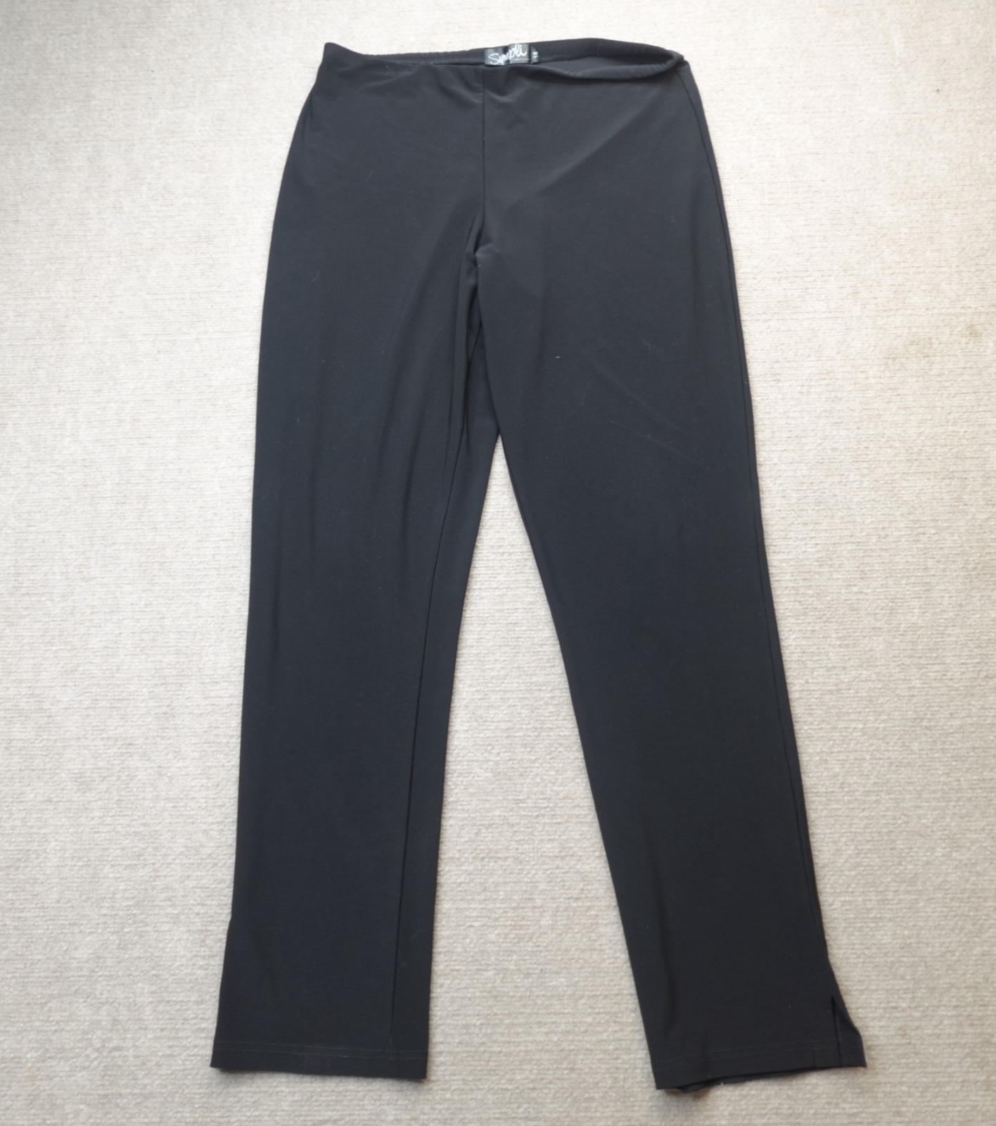 Sympli Womens Pants 12 Black Solid Lounge Pull on Made in Canada