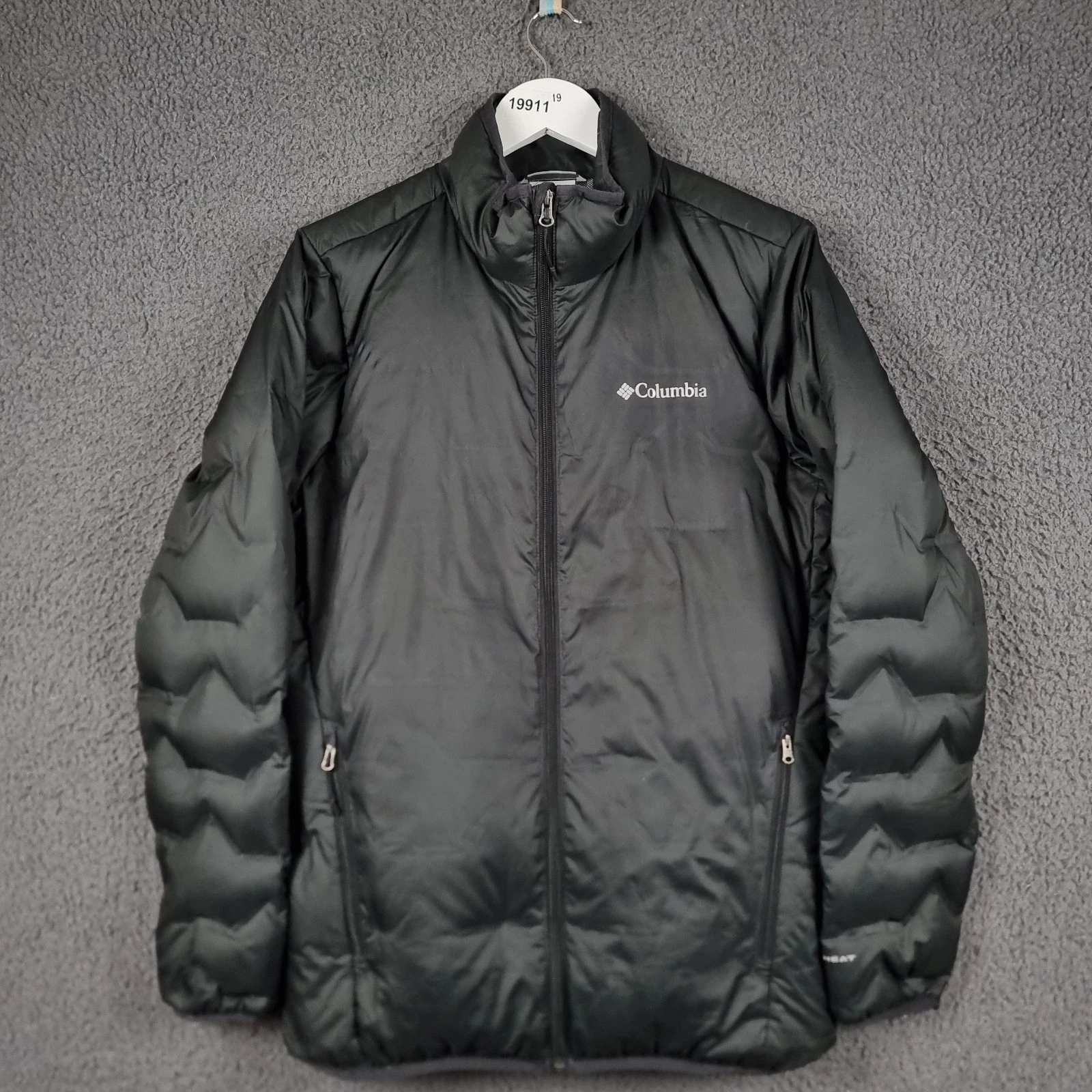 COLUMBIA Jacket Mens S Small Black Down Puffer Omni Heat Insulated Quilted