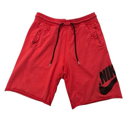 Nike NSW French Terry Shorts Mens Size M Drawstring 9'' Inseam AT5267 Red
