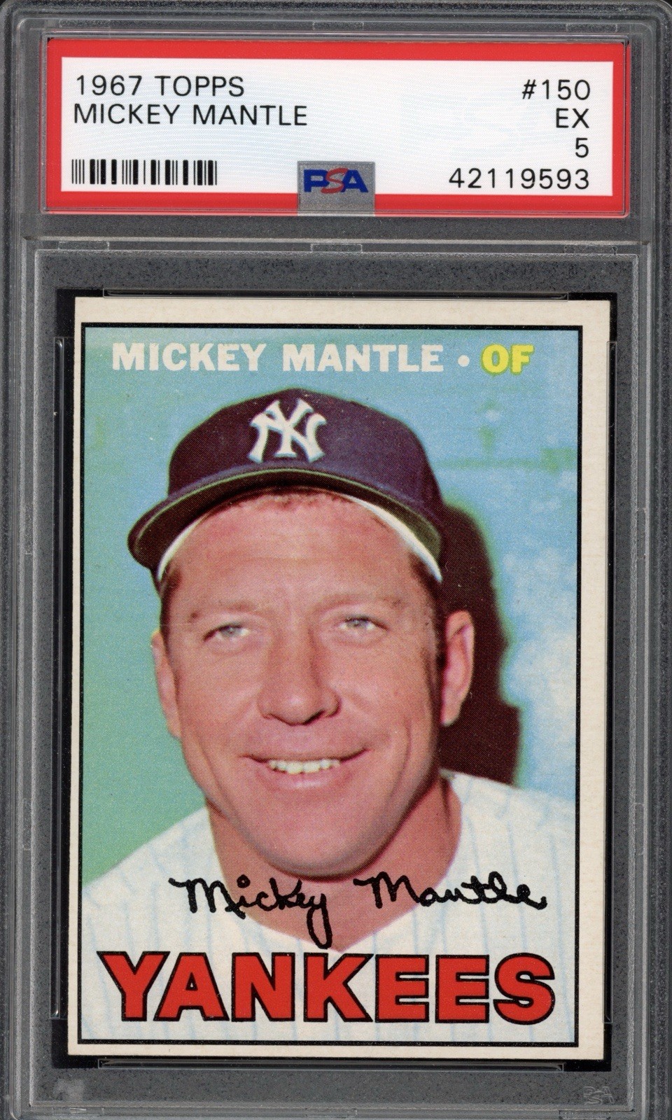1967 Topps Mickey Mantle #150 New York Yankees Baseball Card PSA 5 EX
