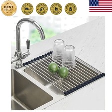Roll Up Dish Drying Rack Over the Sink Drying Rack for Kitchen Counter, Rolli...