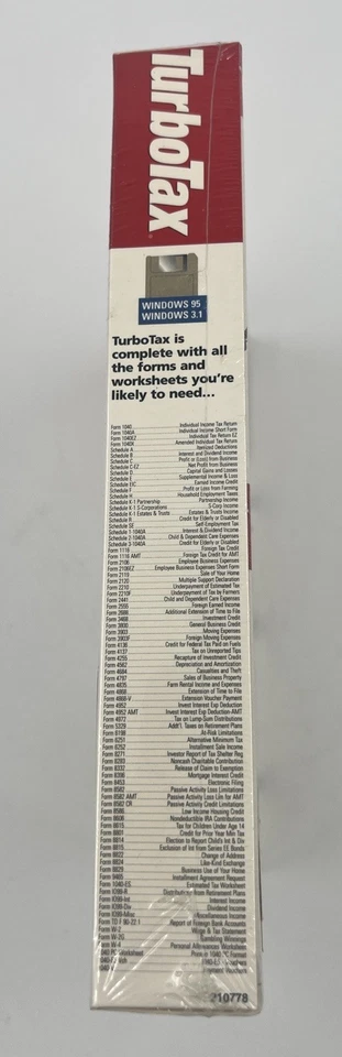 Quicken Turbo Tax 1996 Edición Final Para Windows 95 y Windows 3.1 NUEVO SELLADO Foto 4 de 4