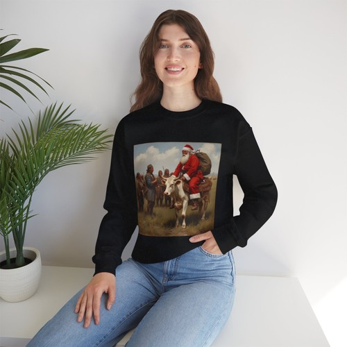 Vintage Święty Mikołaj na krowie Stary Zachód Świąteczna bluza | Retro Nostalgia - Zdjęcie 23 z 53