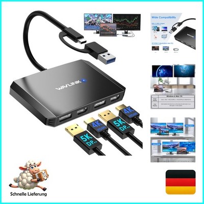 Hybrid Dual 5K/4K HDMI & DisplayPort Adapter, USB 3.0/USB C mit hoher Auflösung