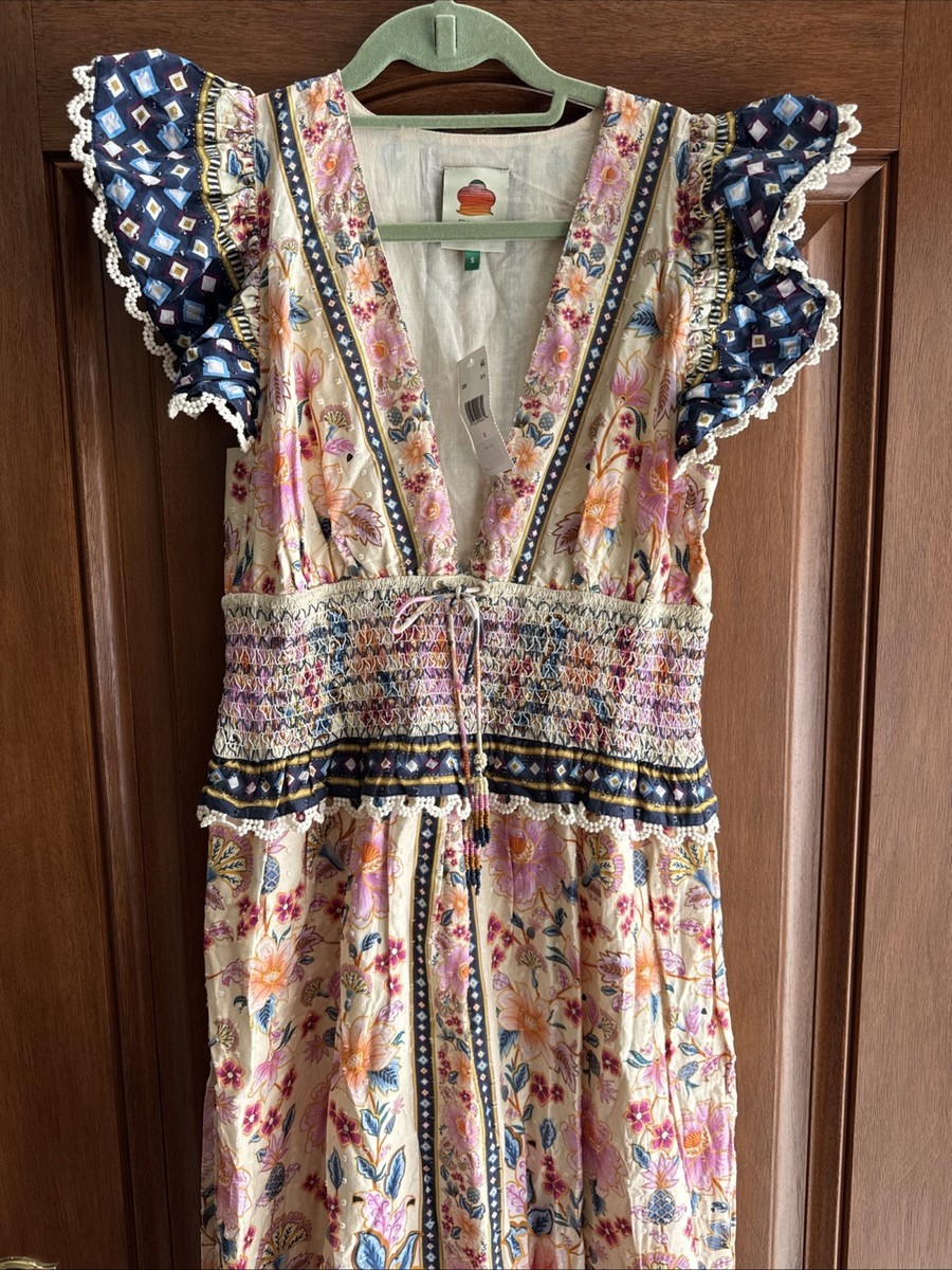 NWT Farm Rio Superbloom Tapestry Cream Maxi Dress Size Small S $285 | eBay