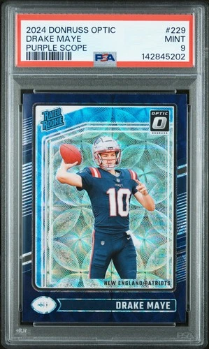 2024 PANINI DONRUSS OPTIC PURPLE SCOPE #229 DRAKE MAYE ROOKIE RC PSA 9