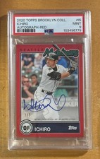 2020 Topps X Brooklyn Collection Baseball Ichiro Red Autograph Card #’d /5 PSA 9