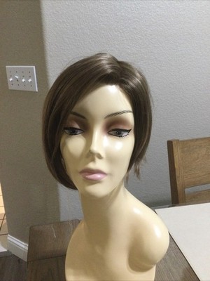 REVLON LAYLA Short Straight Bob Lace Front Monofilament Top Wig 12R Pecan Brown