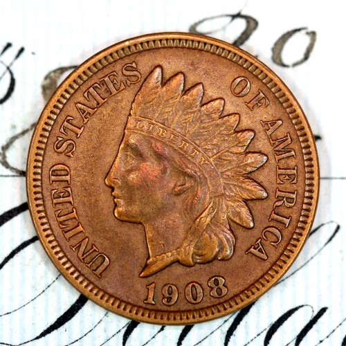 * 1908-S * CHOICE AU+/UNC MS INDIAN HEAD PENNY * FROM ORIGINAL COLLECTION