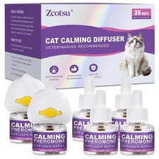 Cat Calming Diffuser Refill Kit - 35 Days Pheromone Formula to Relieve Stress...
