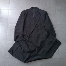 Silverwoods Double Breasted Peak Lapel Suit Set Black Wool A5 92-80-170