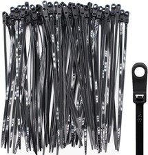 100pcs Zip Tie with Screw Hole, Automotive Wire Self Style D -8 inch, Black