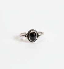 Beaded Black Onyx Sterling Silver Ring