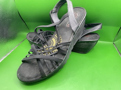 Skechers Sandals Womens 10 Parallel Crossed Wires Strappy Wedge