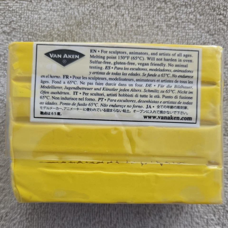 Van Aken Plastalina (3 УПАКОВКИ) 1 фунт каждая не затвердевающая модельная глина, ЖЕЛТАЯ  - Изображение 3 из 4