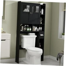  Over The Toilet Storage Cabinet, Bathroom Shelf Over Toilet with Glass Doors 
