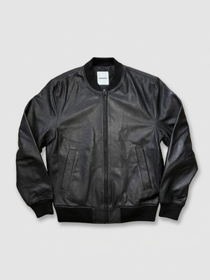 Sandro Paris Andy Leather Bomber Jacket Black Noir Size S SS25 New With Tags