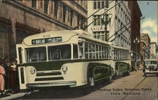 Seattle,WA Trackless Trolley,Downtown District. Tichnor 1941 Buses 1c stamp
