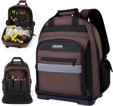 Tool Bag Backpack, Heavy Duty Tool Backpack Bag with Waterproof Molded Base, Ele