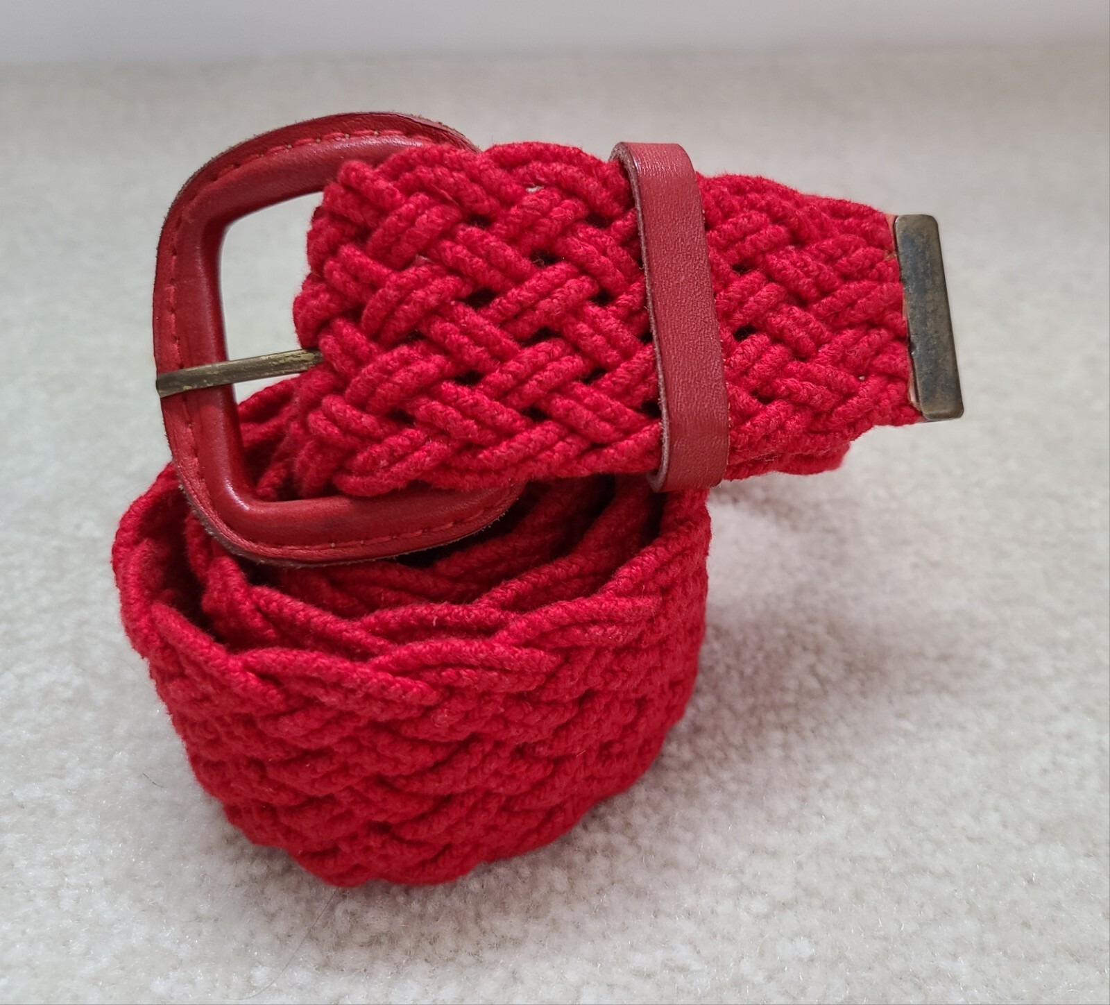 Vintage Red Woven Braided Belt Womens 36 Inches - image 1