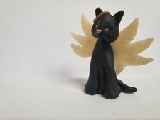 BLACK CAT Angel Christmas Ornament PET MEMORIAL Sitting HAND MADE