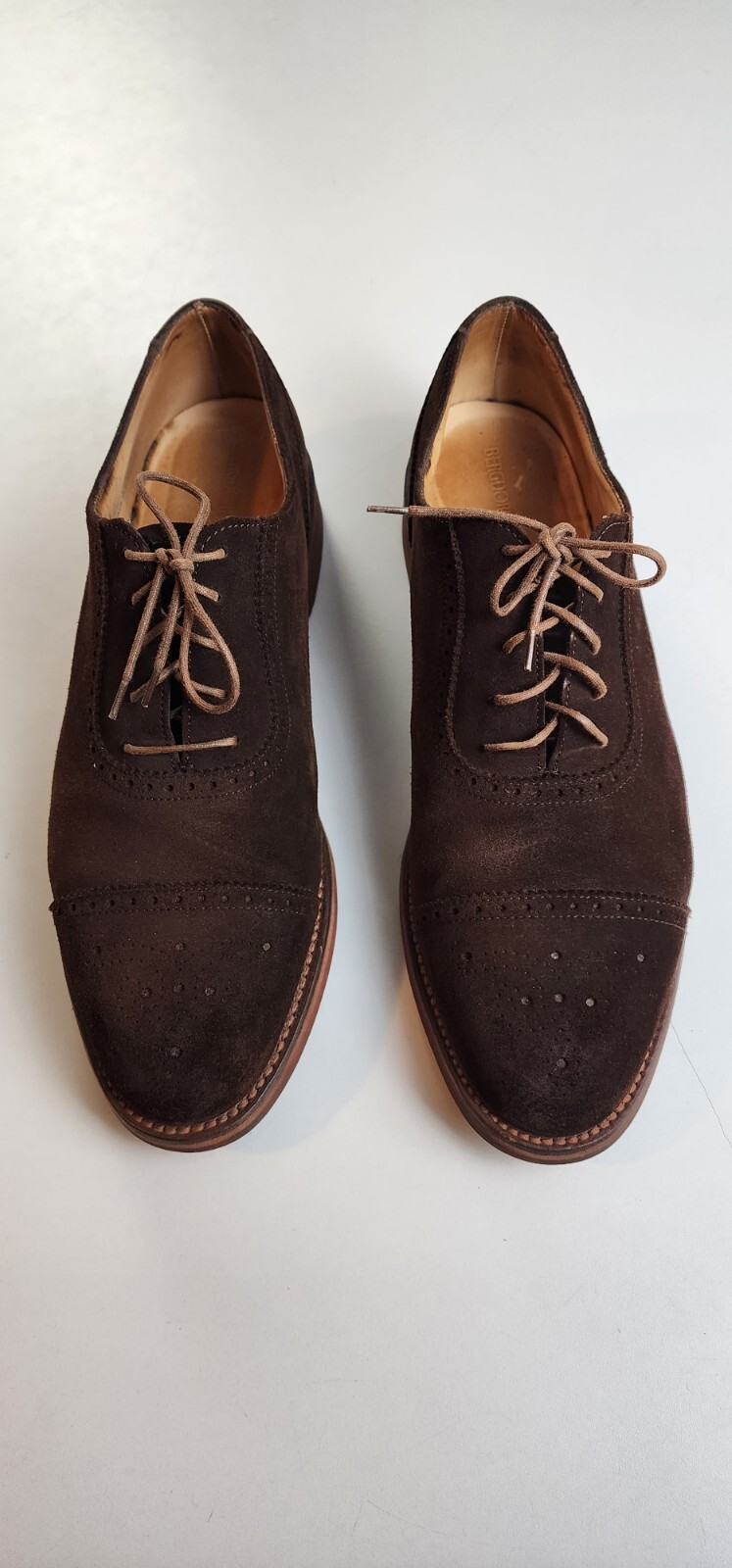 SAOLA Bergdorf Goofman stringato punta alare marrone pelle scamosciata taglia 11 5 US 1990