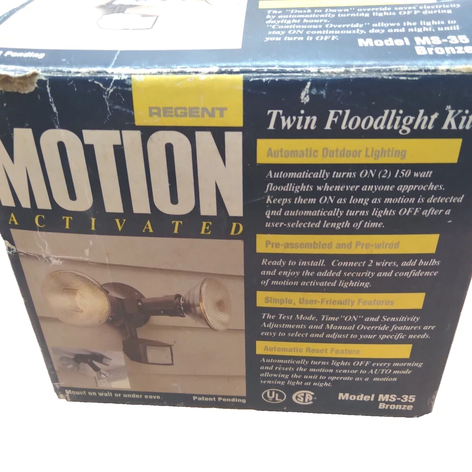Kit de reflector doble sensor activado por movimiento modelo Regent MS35 exterior nuevo en caja Foto 2 de 4