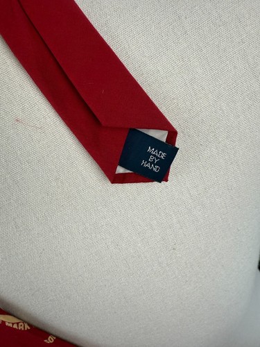 Polo Ralph Lauren Rooster Chicken Feed Stamp Red Cotton Handmade USA VINTAGE Tie - Picture 5 of 5