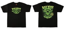 Hot Leathers Daytona Beach 2014 Bike Week Biker Tee Neon Skull Face TShirt Large