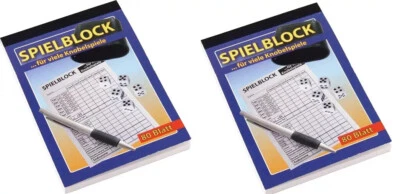 GLOBAL PARTNER 2x Spielblock Knobelblock, Knobel Würfel Block für Knobelspiele A6