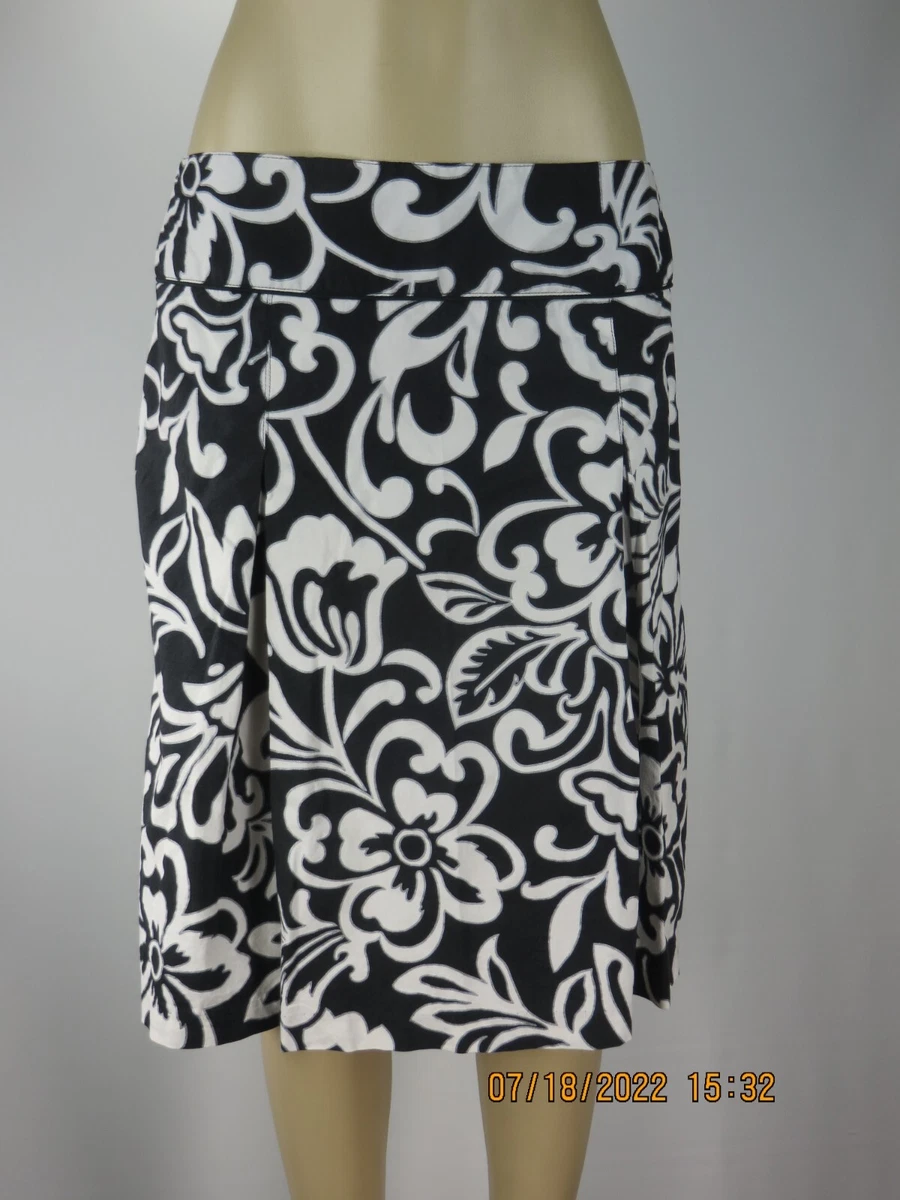 DRESSBARN SZ 12 Cotton/Spandex Black White Box Pleated A-Line Thick Fabric  Skirt | eBay