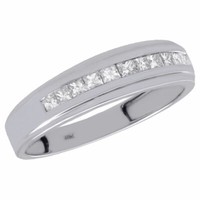 10K WeißGold Prinzessin Diamant Ehering Herren 4.30Mm Verlobungsring 0.50 Karat