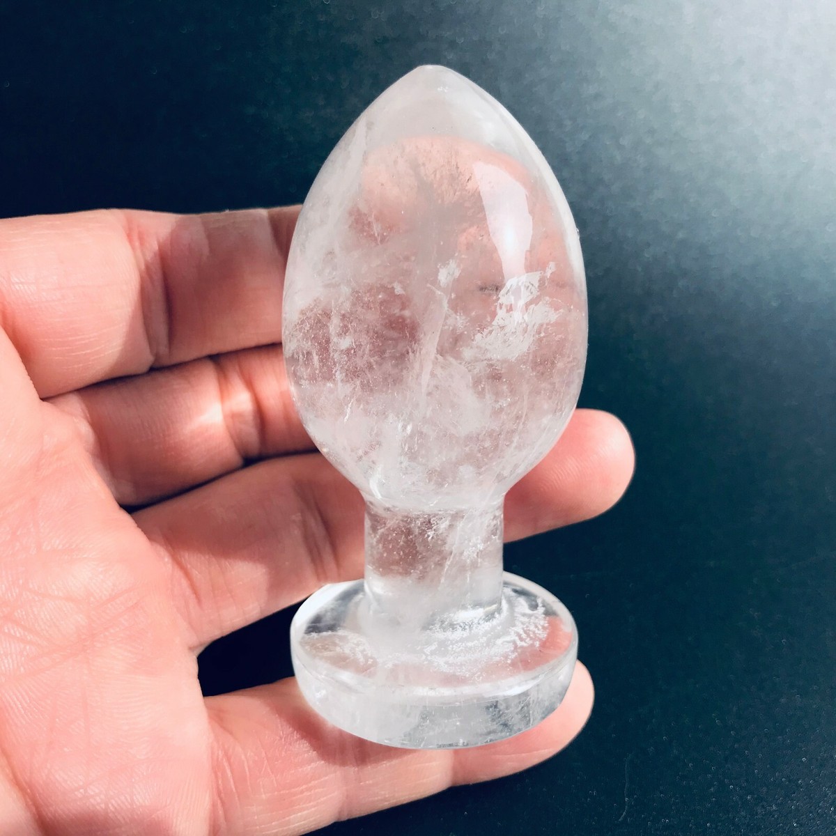 Natural Clear Quartz Anal Plugs White Crystal Stone Butt Plugs Egg Bulb