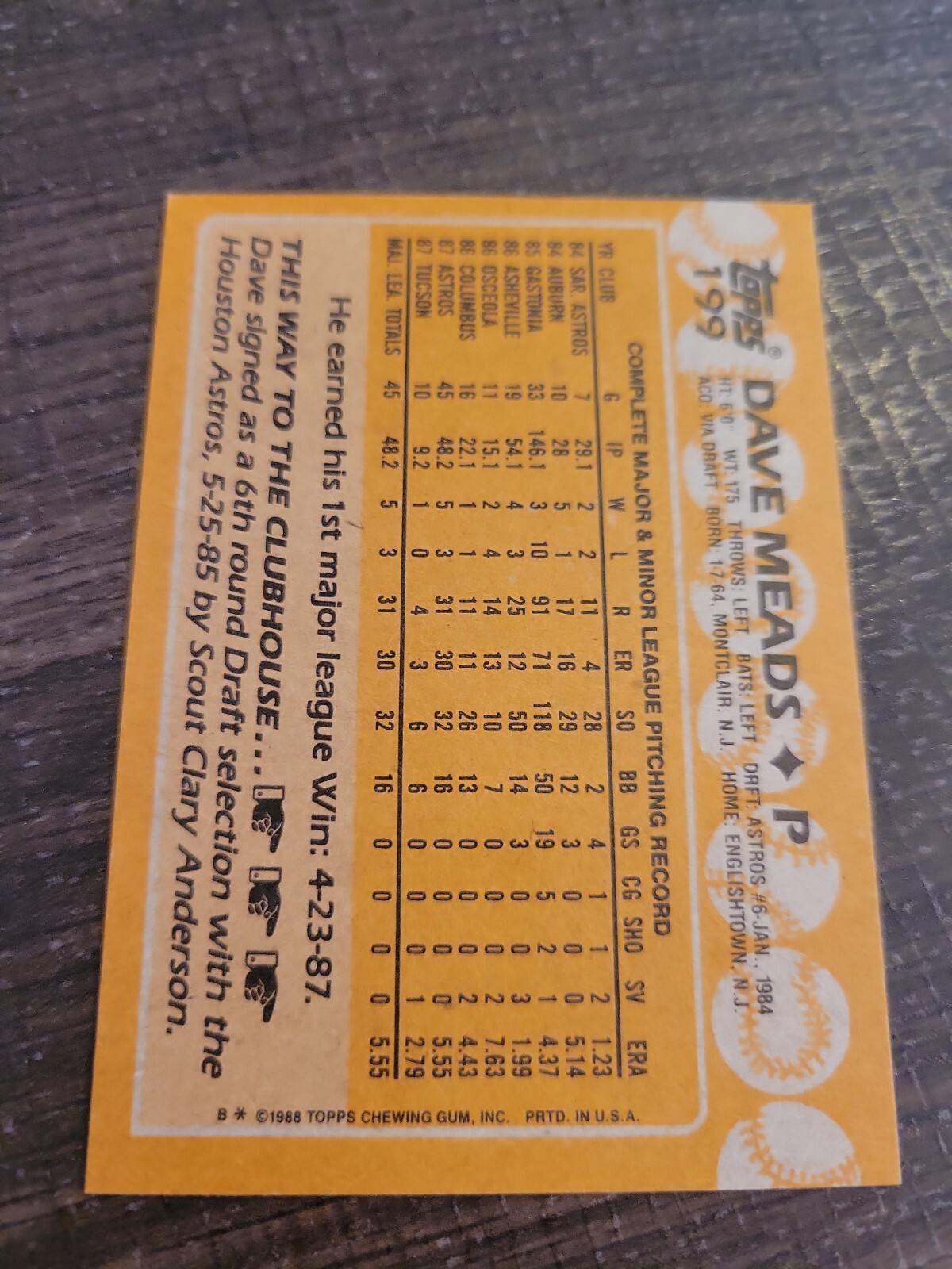 1988 Topps 199 Dave Meads for sale online eBay
