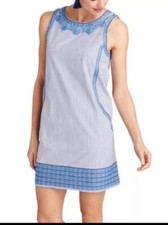 Vineyard Vines Embroidered Cisco Swing Dress Size 4 Ocean Reef Stripe Sleeveless