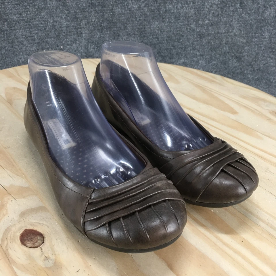 Zapatos planos de ballet American Eagle para mujer 8,5 marrón imitación cuero sin cordones cómodos Foto 3 de 4